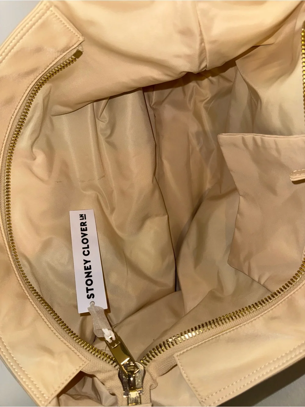 Stoney Clover Lane Beige/Tan Nylon Tote with Adjustable Strap